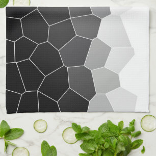 Linge De Cuisine Minimalisme Art Abstrait Charbon Cellules Blanches