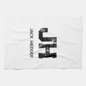 LINGE DE CUISINE MINIMALIST BLACK TWO LETTER MONOGRAM NAME WHITE (Horizontal)