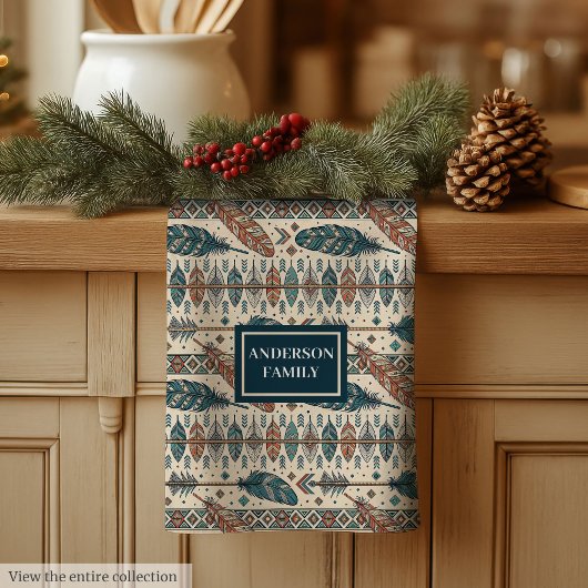 Linge De Cuisine Minimalist Boho Towel Custom Name Pastel Design