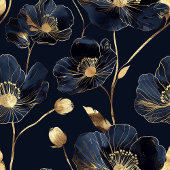 Linge De Cuisine Minimalist Navy Towel Gold Flowers Monogram Touch