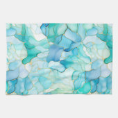 Linge De Cuisine Mint Aqua Pearl Marbre or (Horizontal)