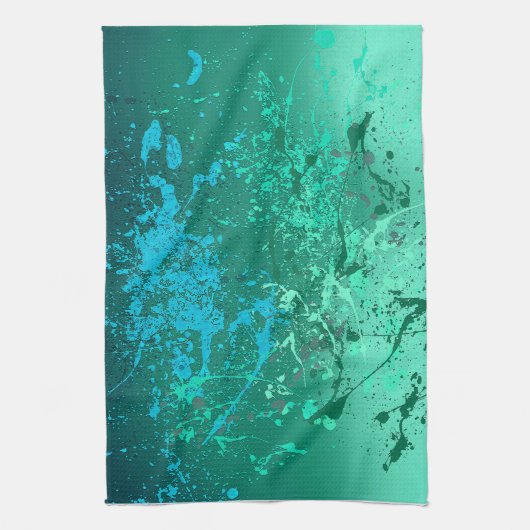 Linge De Cuisine Mint Flurry Abstract Spatter Art (Vertical)