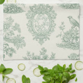 Linge De Cuisine Mint Green Toile Floral and Bird Pattern (Plié)