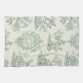 Linge De Cuisine Mint Green Toile Floral and Bird Pattern (Horizontal)