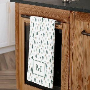 Linge De Cuisine Minuscules arbres de Noël monogrammé