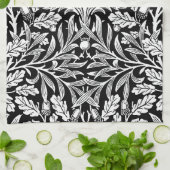 Linge De Cuisine Miroirs's Acorns et chêne Feuille noir et blanc (Plié)