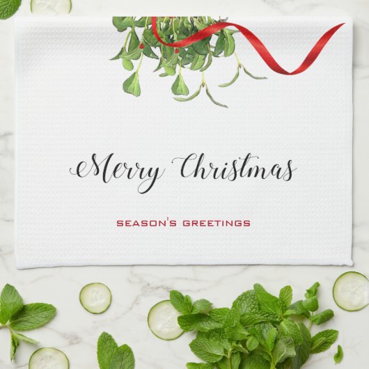 Linge De Cuisine Mistletoe de Noël (Plié)