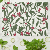 Linge De Cuisine Mistletoe de Noël classique rouge et vert (Plié)