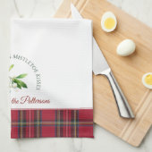 Linge De Cuisine Mistletoe Feuilles Customisé Nom de famille Noël (Quart Plié)