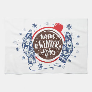 Linge De Cuisine Mittens Et cacao Chaleureux Hiver Souhaite Vacance