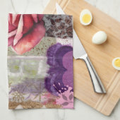Linge De Cuisine Mixed Media Rose Floral Collage Kitchen Towel (Quart Plié)