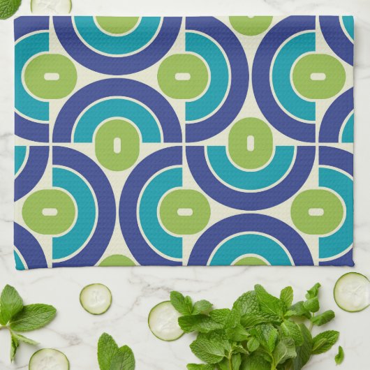 Linge De Cuisine Mod 1970s Retro Style Geometric Design (Plié)