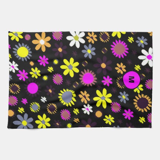 Linge De Cuisine Mod Black Floral (Horizontal)