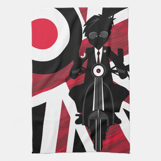 Linge De Cuisine Mod d'Union Jack sur le rétro scooter (Vertical)