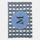 Linge De Cuisine Mod Retro Monogram Blue Abstrait Scarab Motif (Vertical)