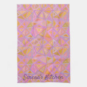Linge De Cuisine Mod rose violet et jaune géométrique (Vertical)