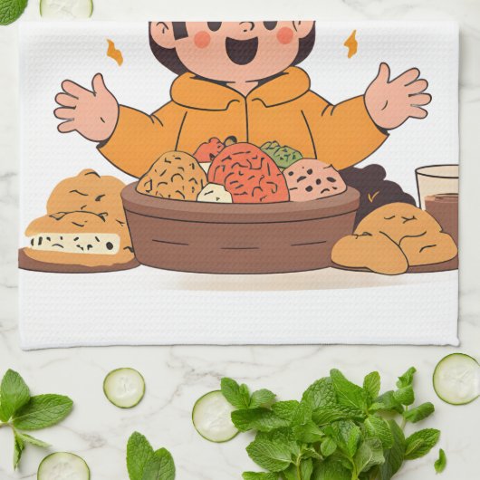 Linge De Cuisine Mode Snack : ON - Caractère de dessin mignon avec (Plié)