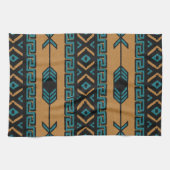 Linge De Cuisine Modèle Aztèque Sud-Ouest Tan Et Turquoise (Horizontal)
