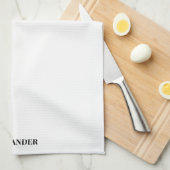 Linge De Cuisine Modèle blanc moderne, Script noir (Quart Plié)