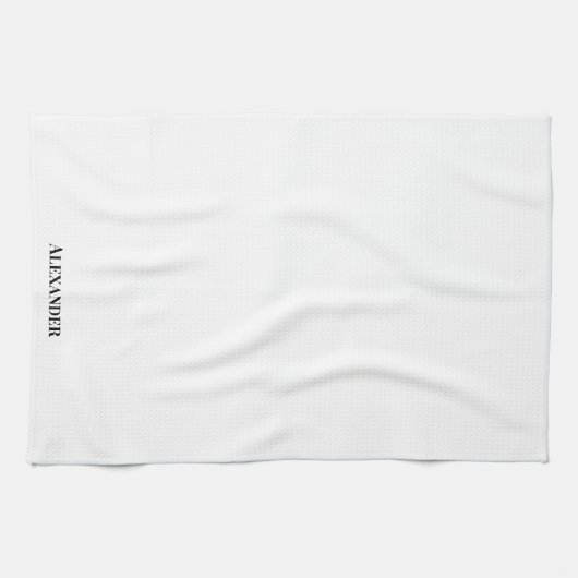 Linge De Cuisine Modèle blanc moderne, Script noir (Horizontal)