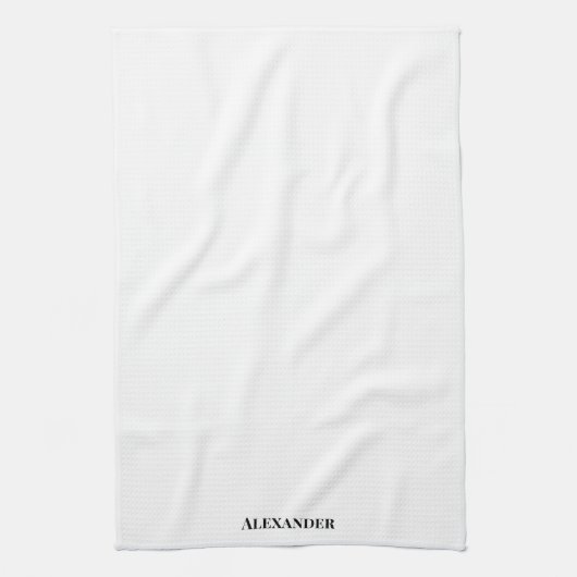 Linge De Cuisine Modèle blanc moderne, Script noir (Vertical)