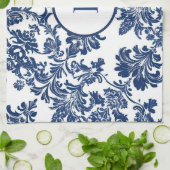 Linge De Cuisine Modèle bleu Damas de la marine classique (Plié)