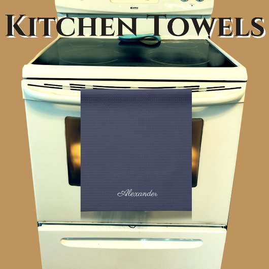 Linge De Cuisine Modèle bleu de marine moderne, script blanc