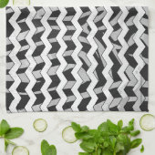 Linge De Cuisine Modèle Chevron noir et gris Zebra (Plié)