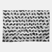 Linge De Cuisine Modèle Chevron noir et gris Zebra (Horizontal)
