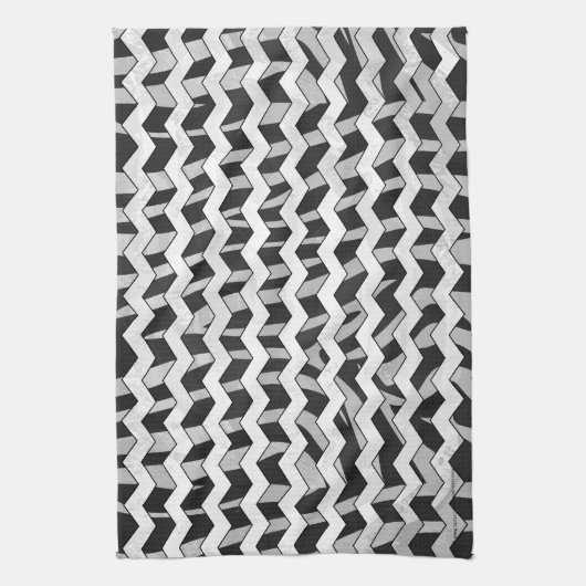 Linge De Cuisine Modèle Chevron noir et gris Zebra (Vertical)