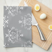 Linge De Cuisine Modèle Damas, Damas gris, Damas français (Quart Plié)