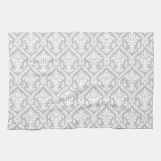 Linge De Cuisine Modèle de Damas Vintage gris clair et blanc