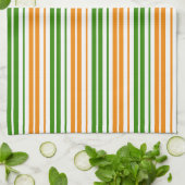 Linge De Cuisine Modèle de rayures verticales orange vert blanc (Plié)