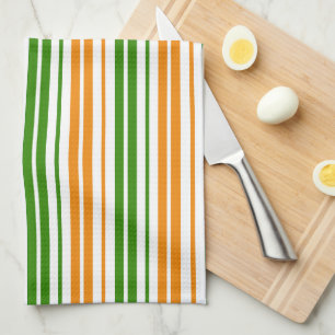 Linge De Cuisine Modèle de rayures verticales orange vert blanc