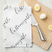 Linge De Cuisine Modèle de texte de script moderne éditable | Noir (Quart Plié)