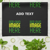 LINGE DE CUISINE MODÈLE DE TEXTE D'IMAGE NOIRE SIMPLE ET MODERNE (Plié)