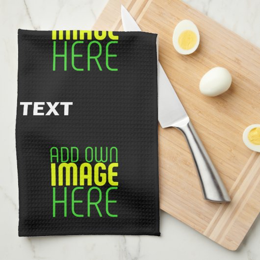 LINGE DE CUISINE MODÈLE DE TEXTE D'IMAGE NOIRE SIMPLE ET MODERNE (Quart Plié)