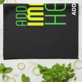 LINGE DE CUISINE MODÈLE DE TEXTE D'IMAGE NOIRE SIMPLE ET MODERNE (Plié)