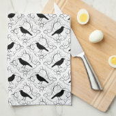 Linge De Cuisine Modèle élégant noir et blanc de corneille (Quart Plié)