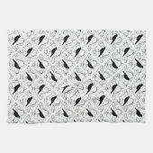 Linge De Cuisine Modèle élégant noir et blanc de corneille (Horizontal)