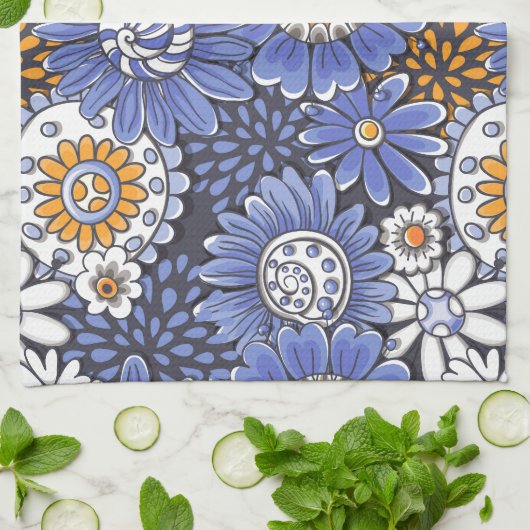 Linge De Cuisine Modèle floral (Plié)