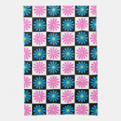 Linge De Cuisine Modèle floral bleu rose géométrique (Vertical)