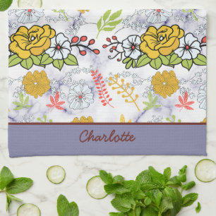 Linge De Cuisine Modèle floral botanique coloré personnalisé