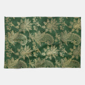 Linge De Cuisine Modèle floral Celtic Green Gold Paisley (Horizontal)