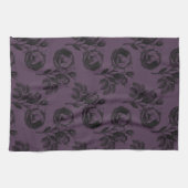 Linge De Cuisine Modèle floral gothique violet et noir Halloween (Horizontal)