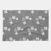 Linge De Cuisine Modèle floral gris et blanc moderne (Horizontal)
