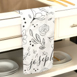 Linge De Cuisine Modèle floral noir simple personnalisé<br><div class="desc">Élevez votre décor de cuisine avec cette serviette de cuisine personnalisée Simple Noir Blanc Floral Motif. Avec mon motif floral noir et blanc chic, cette serviette de cuisine élégante ajoute une touche de sophistication moderne à toute cuisine. Personnalisez-le avec un nom dans un script moderne ou un message personnalisé pour...</div>