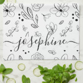 Linge De Cuisine Modèle floral noir simple personnalisé (Plié)