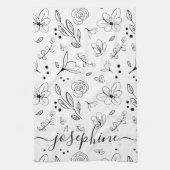 Linge De Cuisine Modèle floral noir simple personnalisé (Vertical)