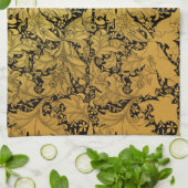 Linge De Cuisine Modèle Floral Or Fleur orientale (Plié)